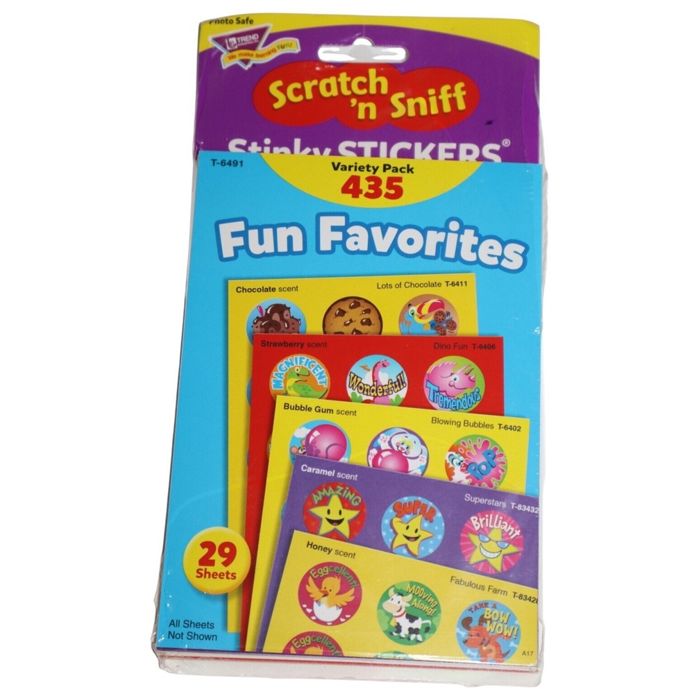 NEW TREND Scratch n Sniff Fun Favorites 435 Stickers Variety 29 sheets T6491